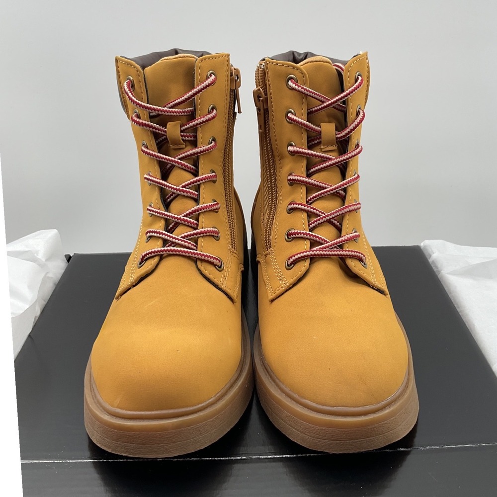 Steve Madden Jumble Kids Wheat Combat Boots Side Zip Size 4 SF2567-0325